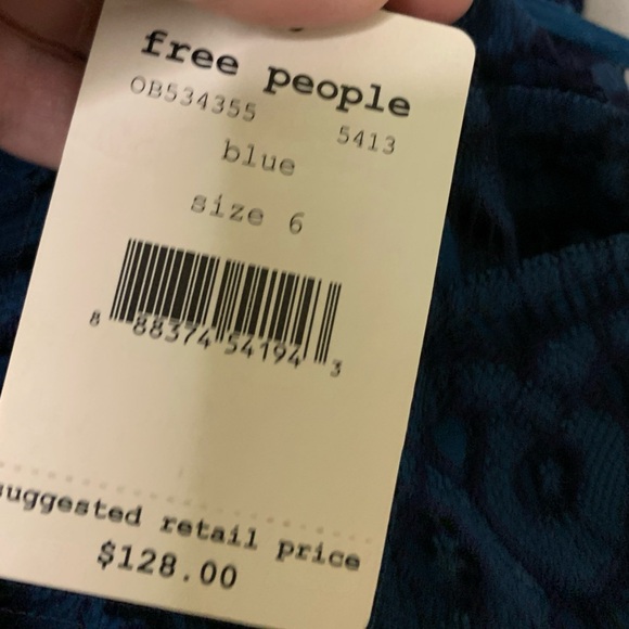 NWT Free People One Million Lovers Size 6 Blue Lace Festival Boho Fairy Dress - Picture 10 of 10